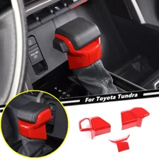 3PCS Car Gear Shift Knob Trim Cover For Toyota Tundra 2022-2025 Accessories Red