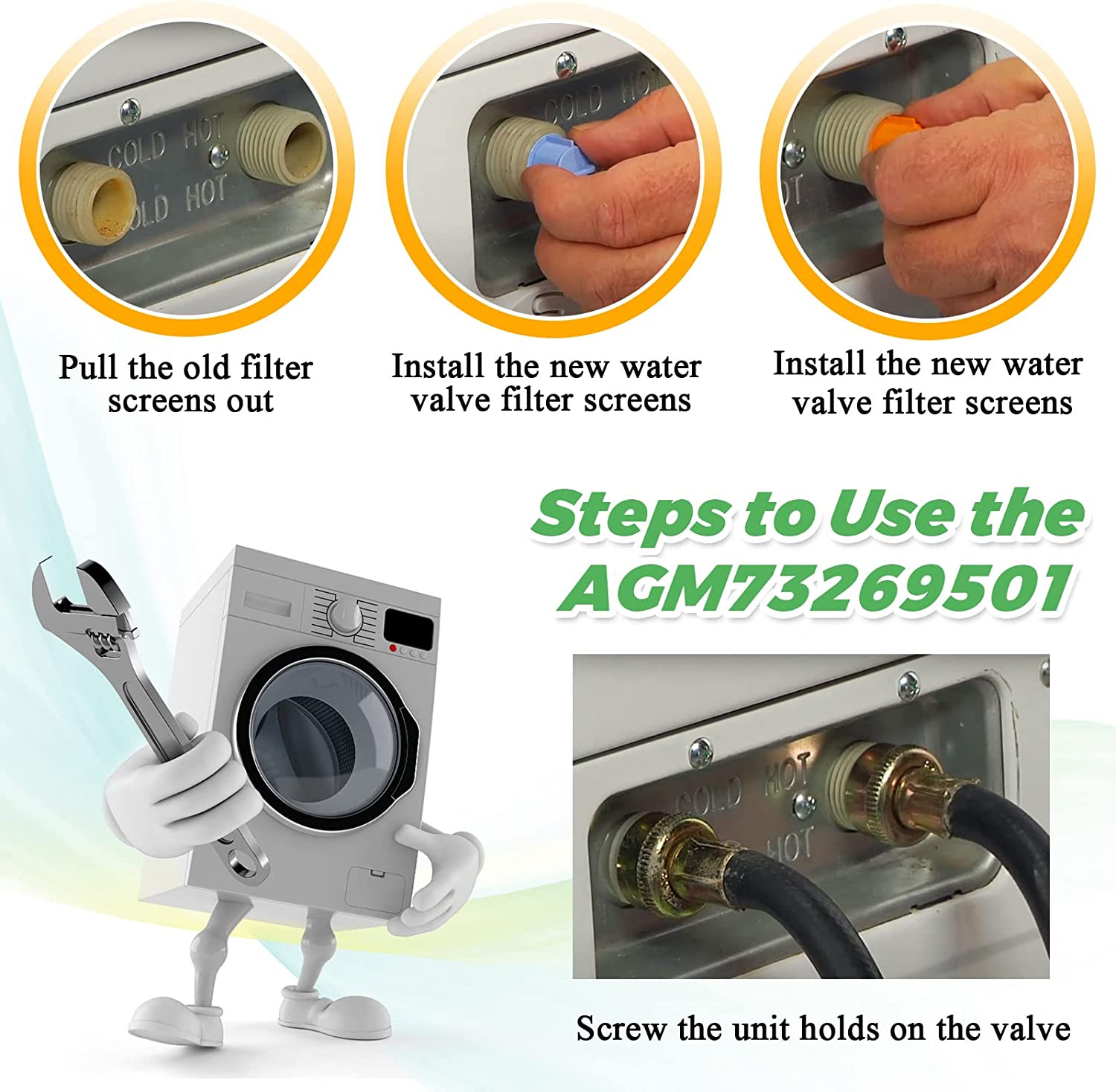 AGM73269501 Washer Water Inlet Valve Filter Screen by Techecook