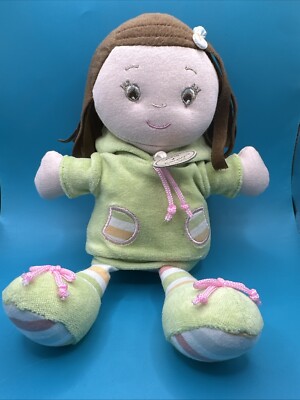 DouDou et Compagnie Paris Soft Body Doll Plush Lovey Baby Brown Hair