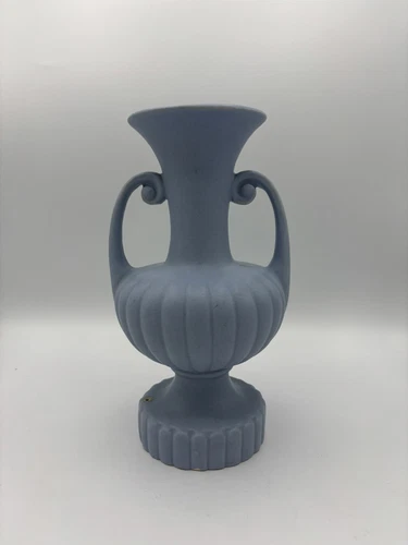 Vintage Haeger Pottery Vase Urn 2 Handles Blue 8.5”
