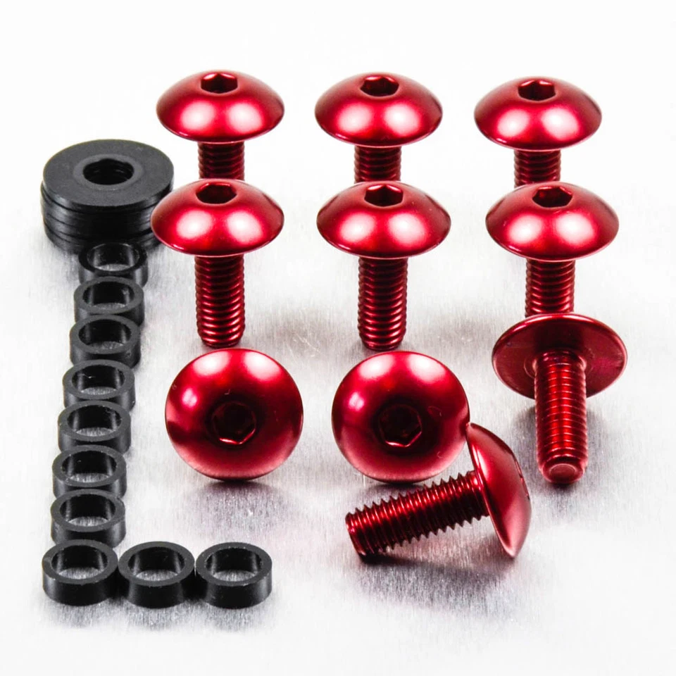 PRO-BOLT Vis à tête bombee en aluminium M6 x (1.00mm) x 16mm Pack x 10 Rouge