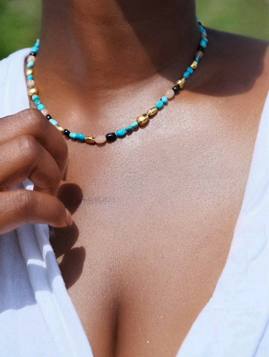 Monica Vinader Rio Multi Gemstone Beaded Necklace Adjustable 41