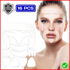 ✅ 16PCS Anti Wrinkle Reusable Neck Eye Face Pad Silicone Removal Patch Skin Care