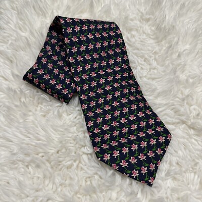 BEAUFORT Tie Rack Tie Blue Floral Flowers Silk Italy Necktie Casual Mens Adult