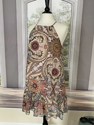 Davi & Dani Chiffon Paisley Halter Style Dress, Size Medium , NWT