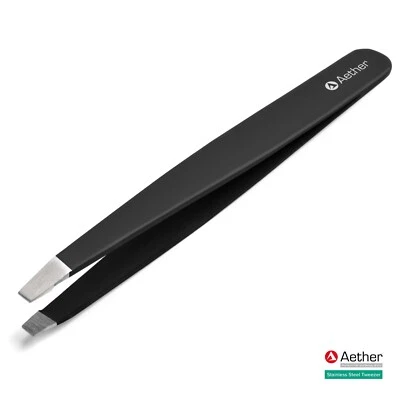 Aether® Eyebrow Tweezers Flat Tip Hair Pluckers Pointed Black Red