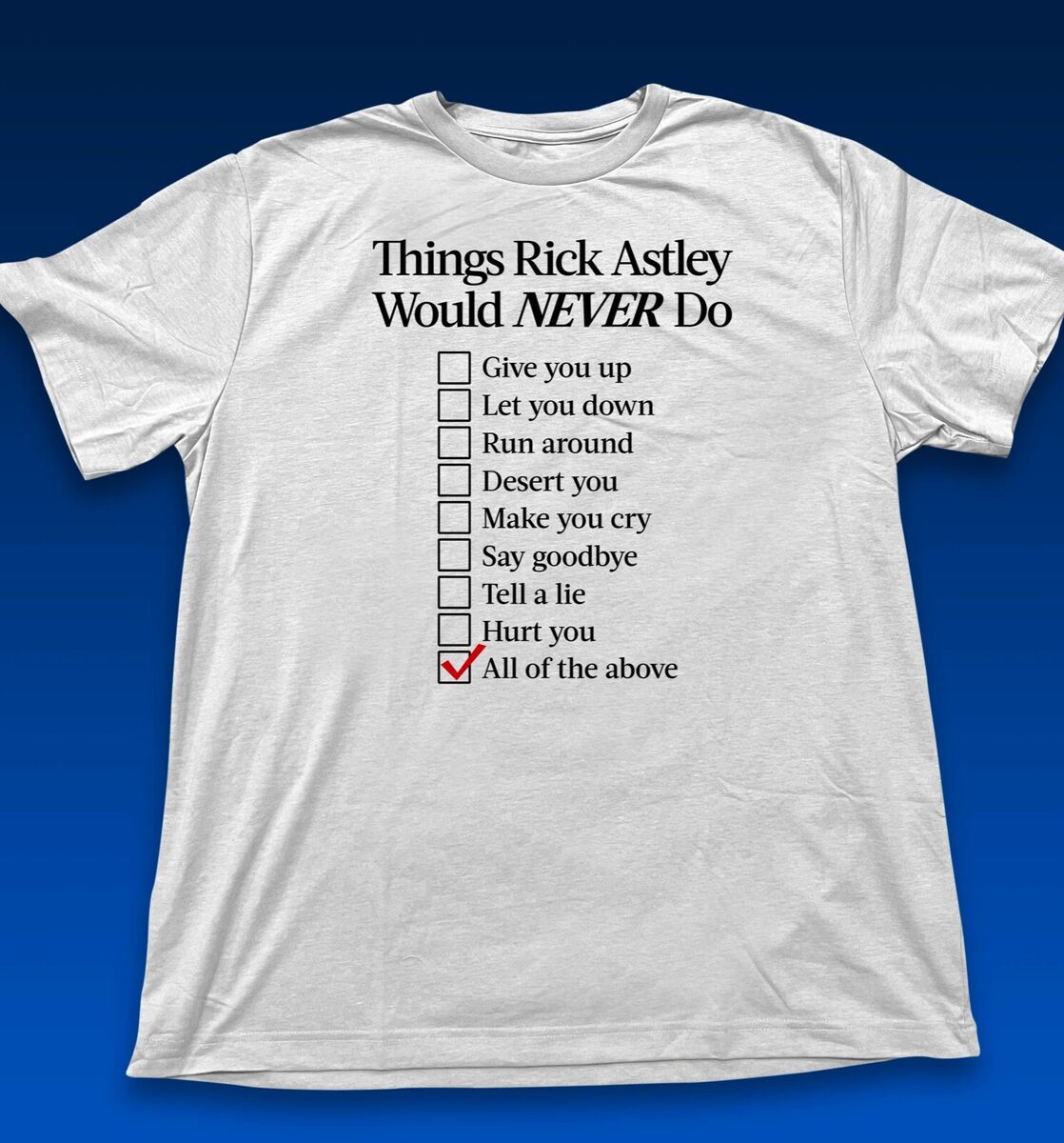 NEW RICK ASTLEY T SHIRT FEATURING A RICK ROLL QR CODE ON THE BACK! VINTAGE  80s