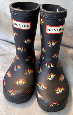 NEW Hunter Toddler Mini Rainbow Rain Boots Sz Boys 7 Girls 8 Rubber Waterproof