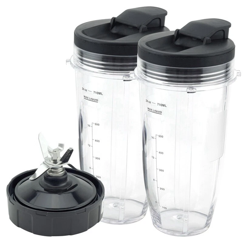 Blender Replacement Parts for Ninja, 2 24Oz Cups with To-Go Lids, 7 Fins  Extract