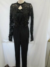 Black Sequin Lace One Piece Long Dance Costume Unitard LA Large Adult
