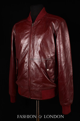 Herren Flugzeug Oxblood Rot Bordeaux Lammleder Bomber Echt Flieger Jacke von