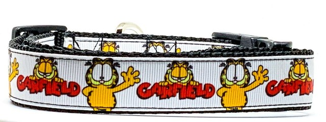 Garfield dog collar handmade adjustable buckle collar 1" wide or leash ...