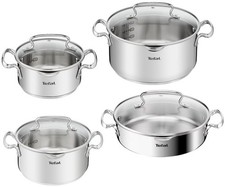 TEFAL COOKWARE SET DUETTO+ 8 PCS, STEWPOTS WITH GLASS LIDS + SHALLOW POT, POTS