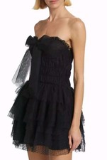 NWT LoveShackFancy Faron Bow Tulle Mini dress Party Cocktail Size 8 Black 