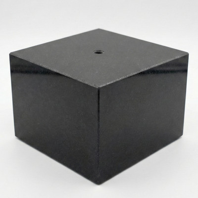 Premium Black Marble Display Base with Center Mount Hole   Polished Stone Pedest