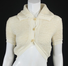 JACQUEMUS Ivory French Terry Knit Button-Front Cropped Cardigan Sweater 36