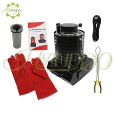 1400W Upgraded Electric Gold Melting Furnace Forge kit Mesh 3KG Crucible 110V