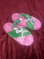 Wicked MOVIE FUZZY SLIPPERS PINK GREEN ELPHABA GLINDA NEW 9/10 ADULT NEW