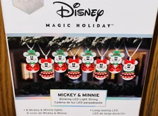 New DISNEY SNOWMAN MICKEY MINNIE MOUSE BLINKING LED LIGHT STRING GEMMY CHRISTMAS