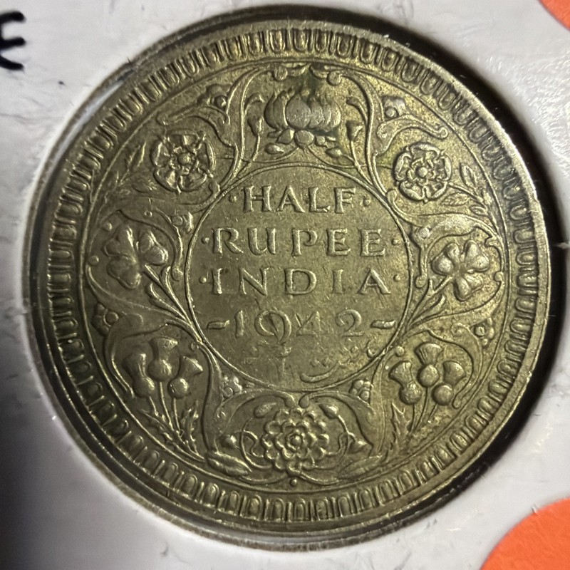 India 1942 Half 1/2 Rupee Silver G9623