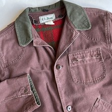 Vintage LL Bean Canvas Wool Removable Lined Hunting Jacket Brown Men Medium Tall