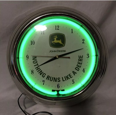 Hard To Find John Deere Neon Clock 14.5'' Works perfect!! 
