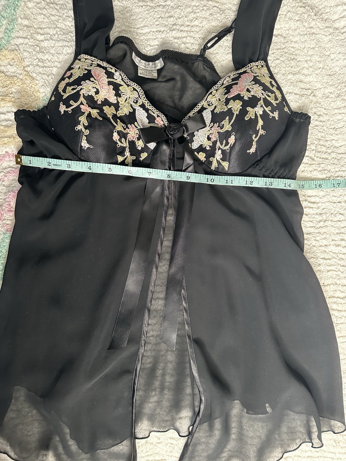 Seductive Wear Cinema Etoile Black Sheer Floral Baby Doll Whimsy Goth XL