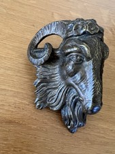 Antique Bronze Goats Head Statue Occult Altarpiece Pagan Wiccan Witchcraft