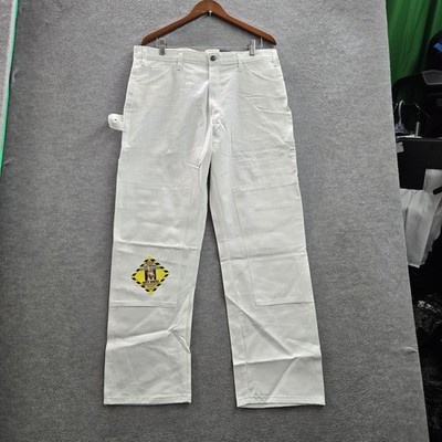 Dickies Men Pants 36X30 White Double Knee Utility Cargo Carpenter
