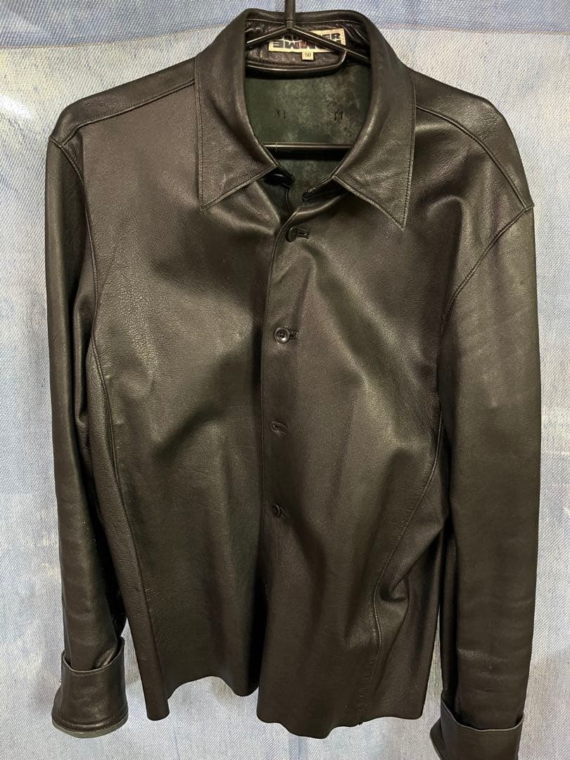 Jean Paul Gaultier objet Lamb Leather Shirt Shirt Black Size 50