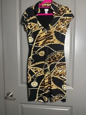 cache dress Chain Print Jewell V-neck Sexy Collarded Small
