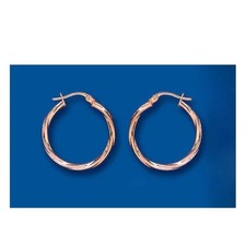 Rose Gold Hoop Earrings Rope Twist Hoop Creole Red Gold Hoops 24mm