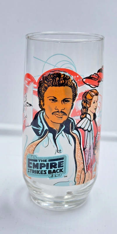 1980 Star Wars The Empire Strikes Back Burger King Glass Lando and Leia