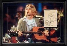 Kurt Cobain Framed Art Display &ndash; MTV Unplugged & Doodle &ndash; 23x33 &ndash; Unsigned