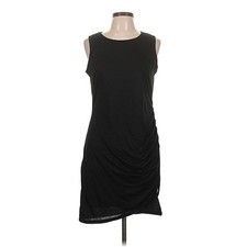 BTFBM Womens Black Sleeveless Ruched Sheath Cocktail Dress Size L Knee Length