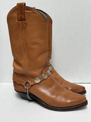 Vtg ABILENE Women s 7M Western Leather Saddle Brown Silver Concho Harness Strap