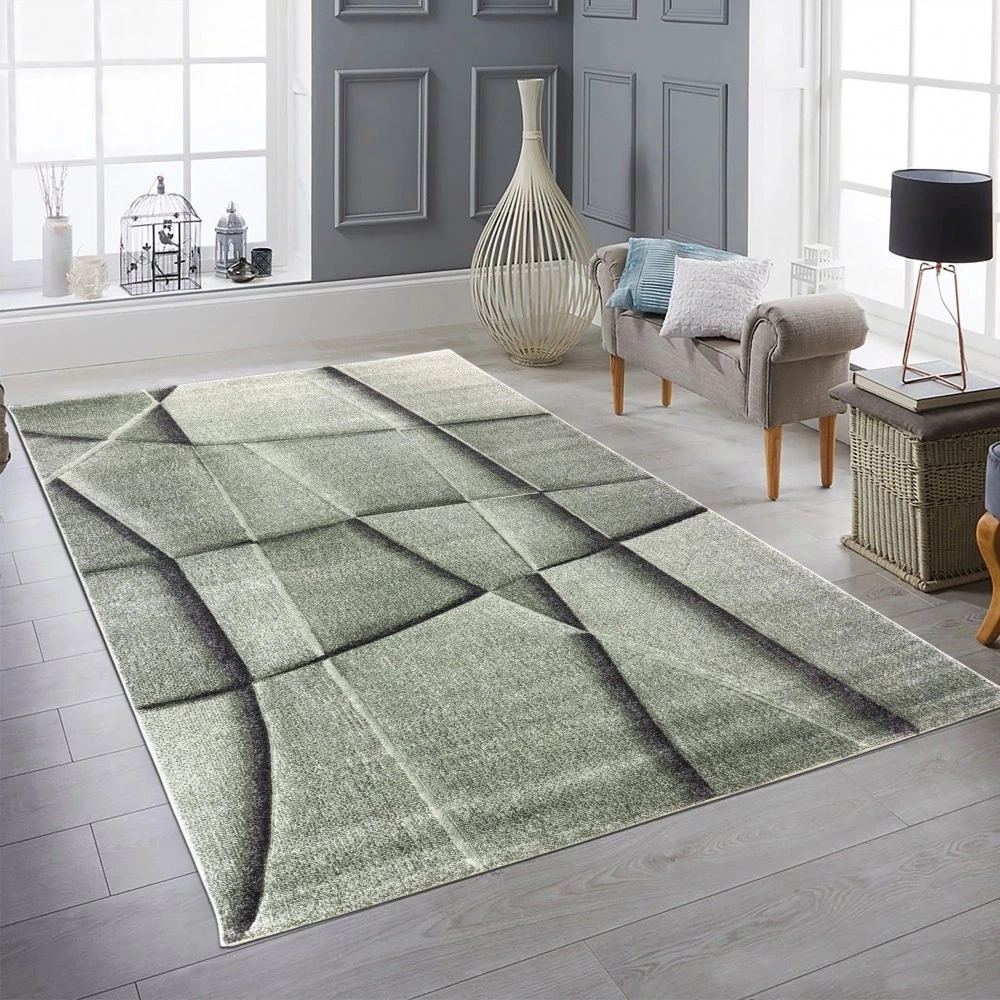 Tapis Main 100% Laine Vert Oushak Moderne - Tapis ébouriffé Main Pour Salon, Couloir