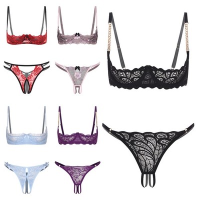 Damen Büstenhebe Offen Push Up Mit Bügel Bh Hebe 1/4 Cup Spitze Balconette Bra 