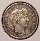 1897 BARBER DIME -- sharp About Uncirculated (AU)