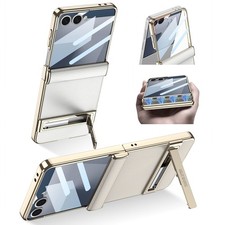 For Samsung Galaxy Z Flip7 Hinge Case with Built-in Screen Protector  Kickstand