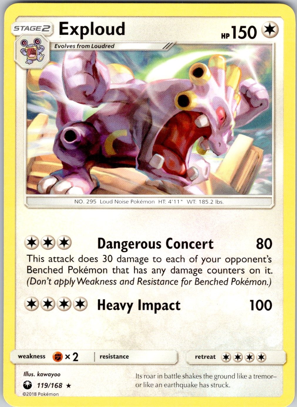 Exploud 119/168 Rare Celestial Storm Pokemon Near Mint