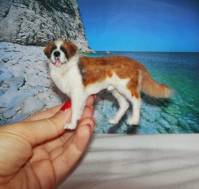 St Bernard dog MADE TO ORDER OOAK 1:12 Miniature Dollhouse handmade realistic