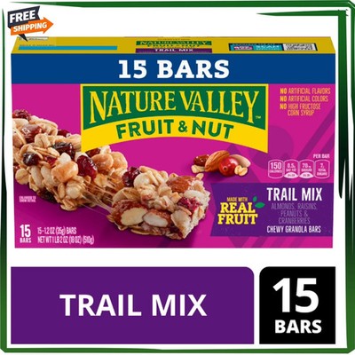 Nature Valley Chewy Fruit and Nut Granola Bars, Trail Mix, 15 Count, 18 oz