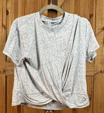 CALIA by Carrie Underwood Shirt Twist Front Women’s L Gray Heather Short Sleeve