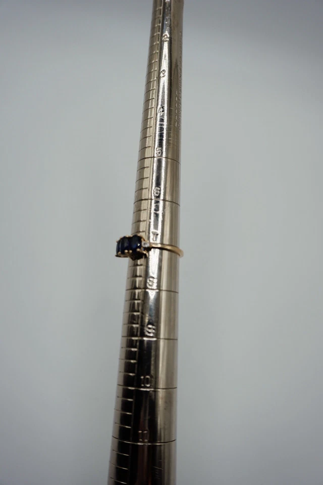 Anillo oro amarillo 10k zafiro azul diamante Foto 4 de 4