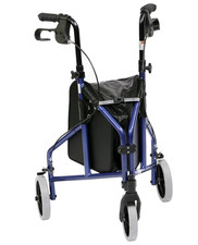 Drive 3-Wheel Tri Walker Rollator Adjustable Foldable Handbrakes Bag Blue