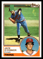 1983 Topps Jack O'Connor #33 Minnesota Twins MLB Baseball Base Set