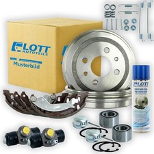 2x Bremstrommel + Bremsbacken + Radlager Bremszylinder für Opel Corsa B + BR