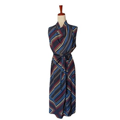 La Ligne Josephine Striped Silk Cowl Neck Midi Dress Sleeveless Size S