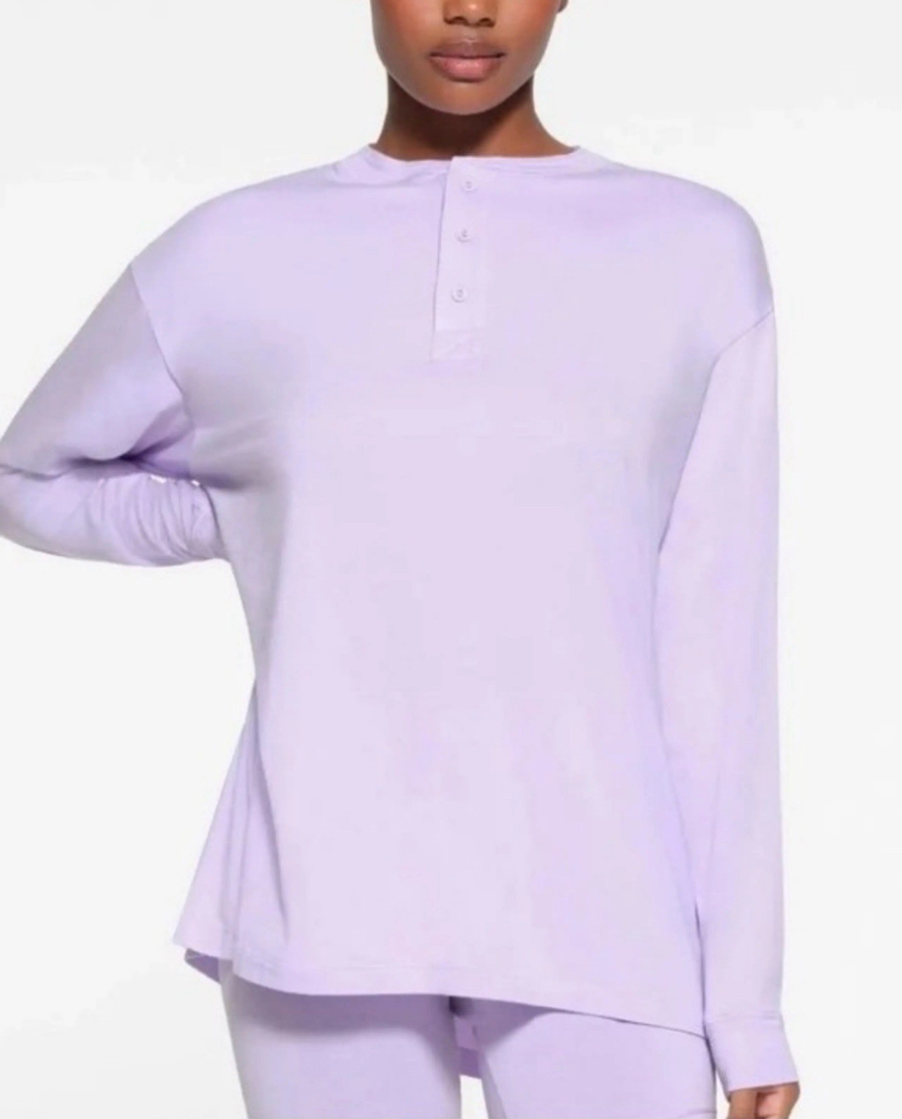 SKIMS Boyfriend Long Sleeve Henley - Lily Size S